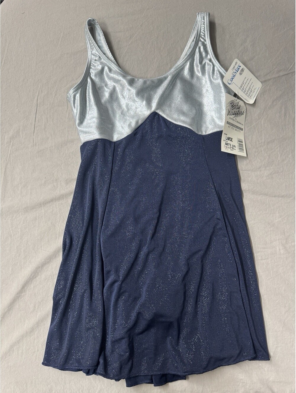 Body Wrappers Slinky Slip Dress Blue And Silver Size Large